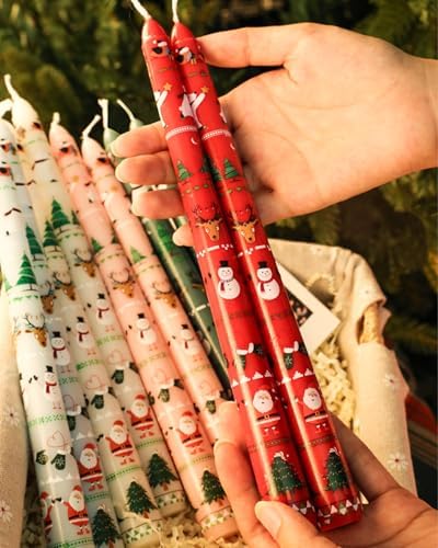 Christmas Taper Candles Red Taper Candles Candlestick Christmas Party Gift Winter Holiday Dinner Table Decorations,10inch,Set of 2,CHC - Image 5