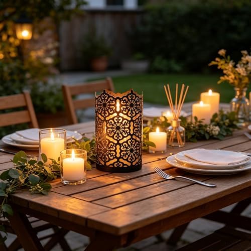 Hosley's Set of 2 Flower 7" High Cut Bronze Candle Holder & Lantern. Ideal for Use with Hosley Highly Scented Candles, Jar Candles. Can be Used as a Decorative Centerpiece in Your Living/Dining Room - Image 6