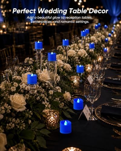 Homemory Blue Flameless LED Votive Tealight Candles & Timer Remote, 12Pack - Image 5