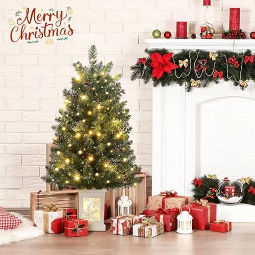 3 Ft Pre-Lit Christmas Tree, Artificial Christmas Tree with 78 Led Lights,8-Mode Battery Box,Timer Battery,Red Berry,Christmas Decoration for Home, Office,Fireside,Easy Installation - Image 2