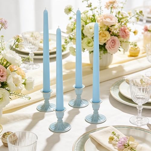 Viyffo Taper Candles, 10 Inch, 4 Pack, Sky Blue – Unscented, Smokeless - Image 4