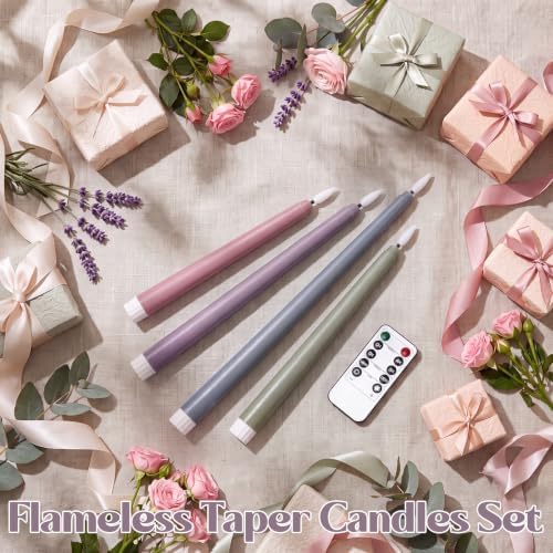 Rossesay 16 Pcs Morandi Flameless Taper Candle with Remote Timer Bulk - Image 6