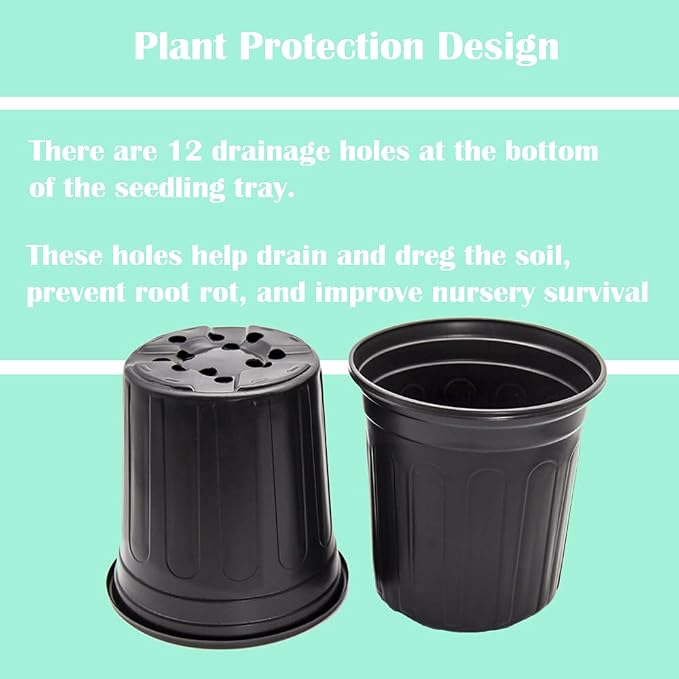 HECTOLIFE 100-Pack 1 Gallon Flexible Flower Plant Nursery Pots, Plastic Plant Pots with Drainage Holes,Garden Flower Pots for Succulents, Seedlings, Cuttings, Transplanting