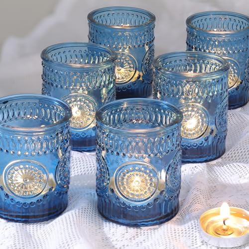 Lanttu 12 Pcs Blue Votive Candle Holder 2.1"x2.56" Tealight Candle Holders - Image 3