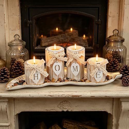 Wooden Candle Holders Centerpieces for Living Room Coffee Table Decorations - Image 5
