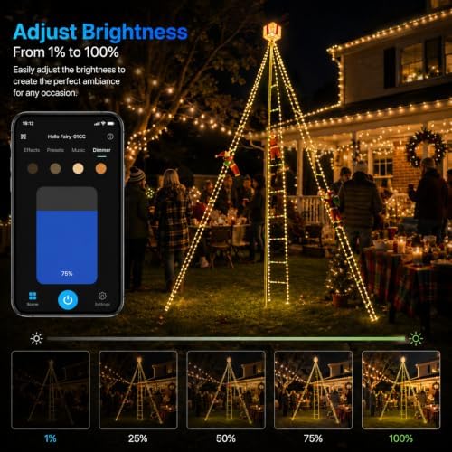 12FT Santa Climbing Ladder Flagpole Smart Christmas Lights Outdoor - Image 2