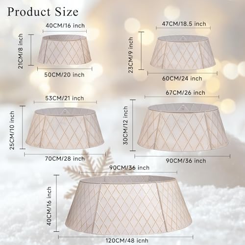 Lanpn Metal Christmas Tree Collar 24 inch, Christmas Tree Ring Collar for Small Mini Pencil Xmas Stand Cover Real Artificial Trees Indoor Outdoor Decoration (White, Diamond) - Image 3