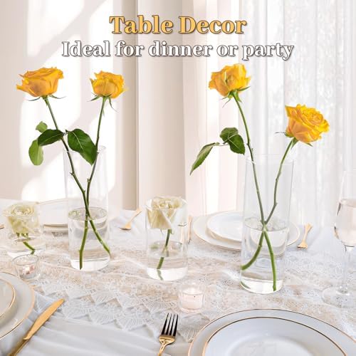 UPBUD 10 Inch Glass Cylinder Vases for Centerpieces, 12pcs Tall Flower Vase - Image 2