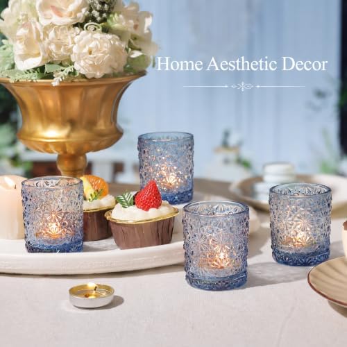 Lanttu 12 Pack Blue Votive Candle Holders 2.2"*2.6" Tealight Candle Holder - Image 4