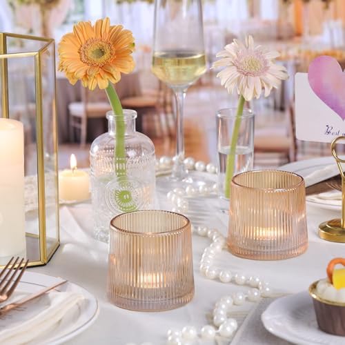 DARJEN Gold Ribbed Tealight Votive Candle Holders- 6Pack - Image 5