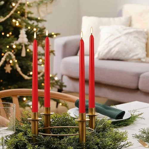 30-Pack Red Taper Candles - 10 Inch Long-Lasting Dinner Candles, Unscented Smokeless for Christmas, Wedding, Party and Home Table Decor - Image 6