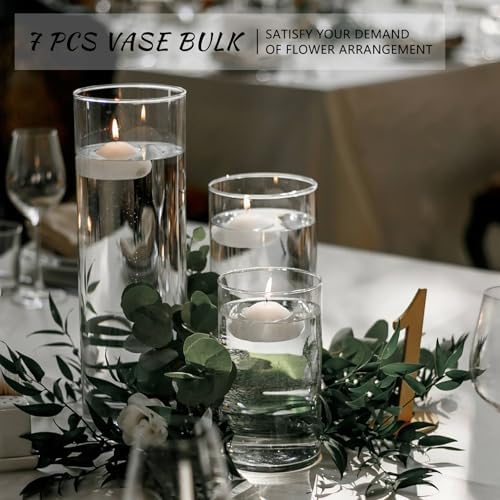 SUPMIND 7Pcs Glass Cylinder Vases for Centerpieces, 10 Inch Tall Vases Bulk - Image 5