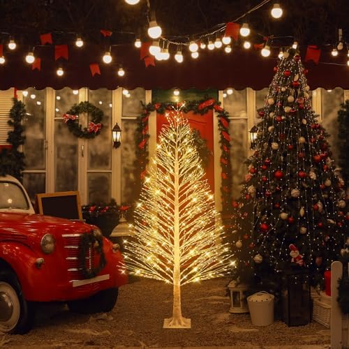 Rossesay 1 Pack 3ft-400led Christmas Lighted Birch Tree Warm White Lights by Rossesay