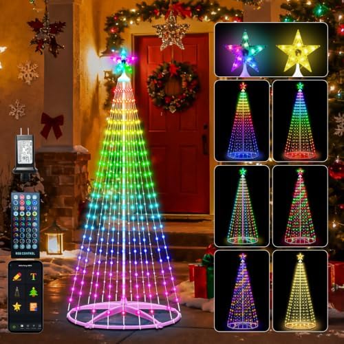 6FT Smart Christmas Cone Tree Light Outdoor, 250Led Outdoor Christmas Tree by Forlivese