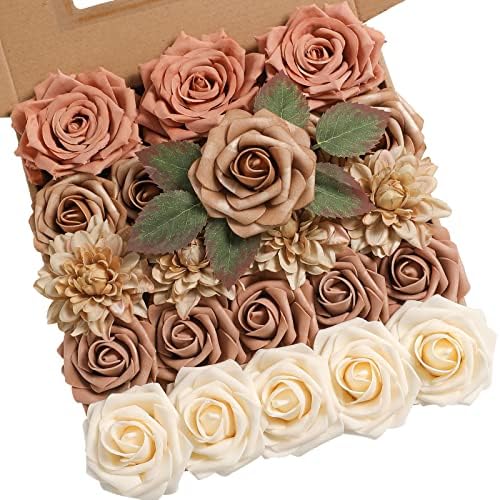 YYHUAWU Artificial Flowers Combo Box Set Gradient Color Flower Leaf with Stems for DIY Wedding Bouquets Centerpieces Baby Shower Party Home Decorations (Garden Dusty Rose) by YYHUAWU
