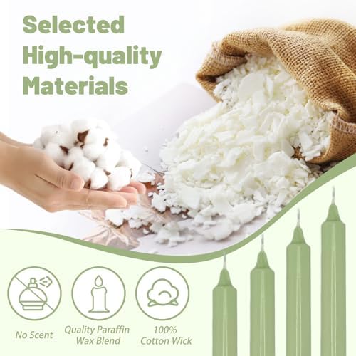 NJAO HOO Light Green Candlesticks 10 Inch Handmade Dripless Taper Candles Unscented Colored Candle Set, Pack of 4 - Up to 9-11 Hours Burn - Image 4