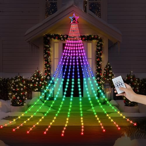 Outdoor Christmas Lights, Christmas Decorations, LED Timer & Waterproof Outdoor String Lights for Home, Christmas, New Year, Tree, Yard Decor (RGB Color Change) by FUNIAO
