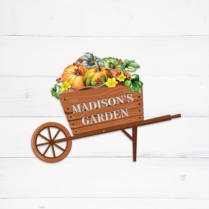 MeMate Garden Sign, Vegetable Garden Signs for Outdoor Decor, Personalized Metal Signs Garden, Customized Name Wall Art, Large Sign for She Shed Porch Deck, Personalized Outdoor Plaques