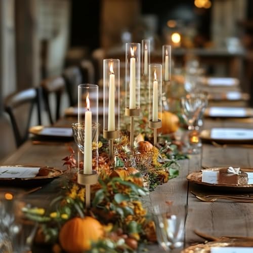 Sziqiqi Hurricane Candle Holder for Wedding: Gold Candlestick Holders 18 Pcs for Table Centerpieces - Glass Candle Stick Holder Bulk for Party Event - Image 2