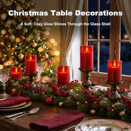 Amagic Red Glass Flameless LED Candles Battery Operated with Remote Timer - Image 2