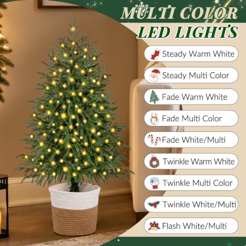 3FT Small Christmas Tree with Lights, Pre-Lit Norfolk Pine Tree Potted - Image 6