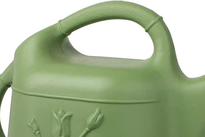 Union Products 63066 2 Gallon Plastic Indoor/Outdoor Watering Can w/Tulip Design for Garden, Potted Plants, & Patio Pots, Sage Green Color, 2 Pack