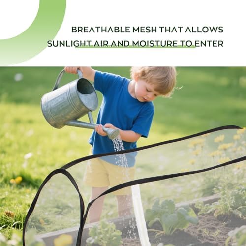 2 Pack Pop Up Raised Garden Bed Covers, 45x22x18 Inch Mesh with Zipper Door - Image 5