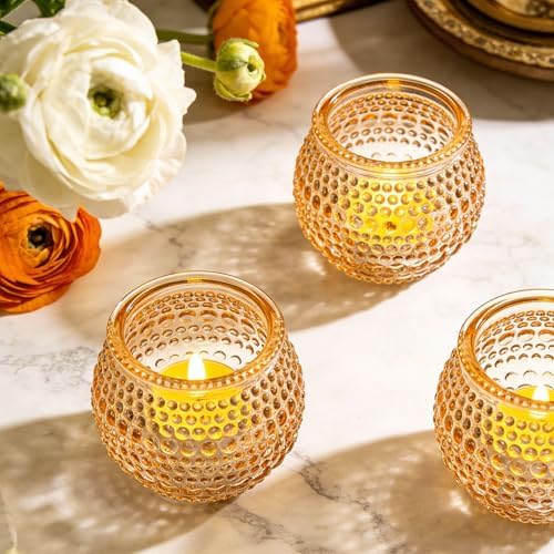 Rubtlamp 24pcs Gold Votive Candle Holder, Two Size Tea Light Candle Holders, Glass Candle Holder for Table Centerpiece, Wedding, Baby Shower, Birthday and Home Decorations - Image 5