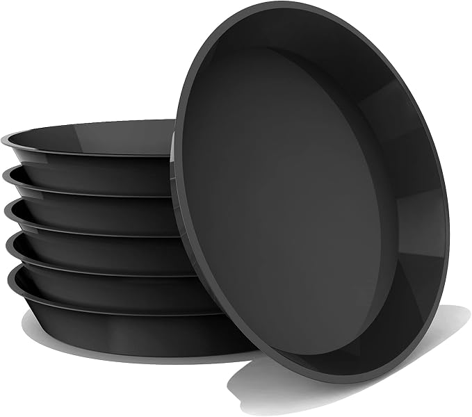6 Pack Plant Saucer 4 6 8 10 12 14 16 18 20 22 Inch Plastic Plant Tray, Sturdy and Durable Flower Pot Container Accessories Plant Pot Saucers for Indoor and Outdoor (14 Inch, Black)