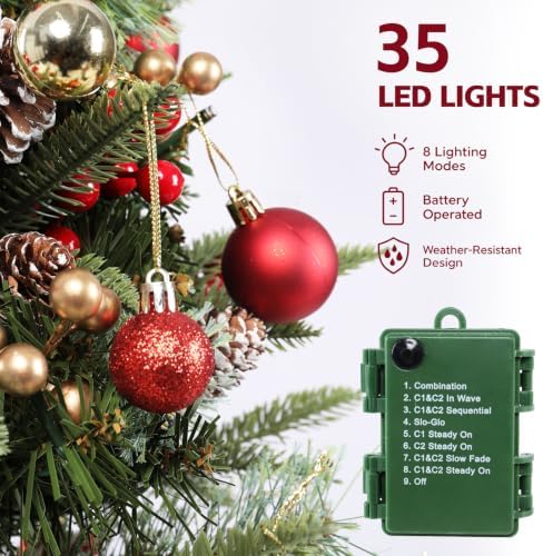 2 Pack 2.5FT Pre-Lit Pathway Christmas Trees Outdoor, 35 LED Lights - Image 3