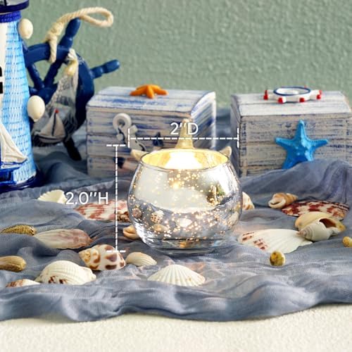 Homemory 12 Pcs Silver Votive Candle Holders, Round Mercury Glass Candle Holder, Tealight Candle Holders for Table Centerpieces, Baby Shower, Anniversary, Wedding, Home Decor, Halloween, Christmas - Image 2