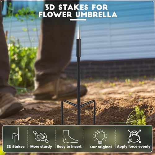 4 Pack 24.9" Double Canopy 47.2" Height Plant Umbrellas for Outdoor Plants, 3D Stakes 360° Adjustable Plant Shades for Outdoor Plants, Garden - Image 6