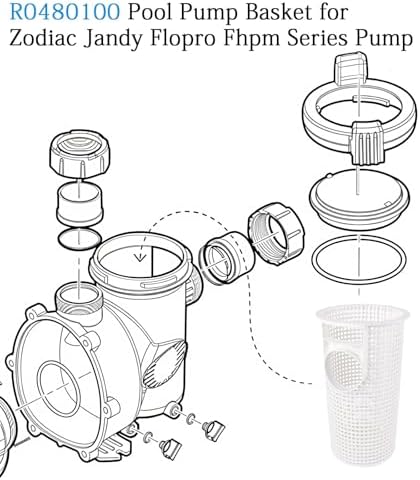 R0480100 Pool Pump Basket for Zodiac Jandy Flopro Fhpm Series Pump | Pump Debris Trap Basket Replacement for Swimming Pool Pump