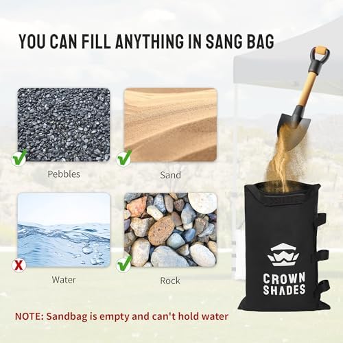 CROWN SHADES Sand Bags for Canopy Legs, 150 LBS, Black (Unfilled) - Image 6