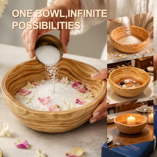Candle Bowl Compatible with Foton Pearled, Solid Wood Rustic Vessel - Image 7