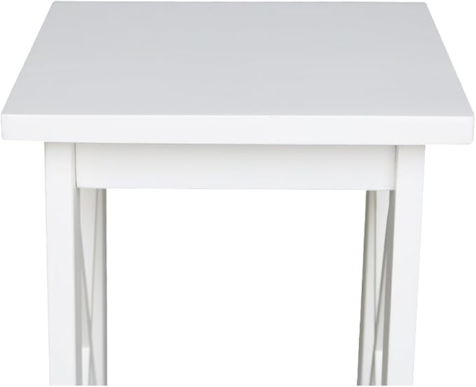 IC International Concepts, 36" X-Sided Plant Stand , Solid Real Wood, Sturdy Parawood, Snow White