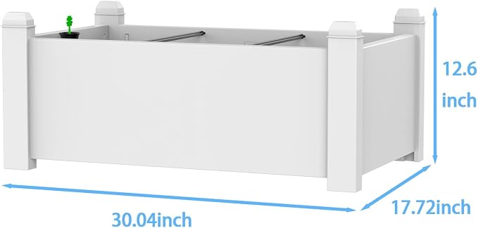 Vixzen Outdoor Resin Raised Planter Box, Rot-Resistant Non-Cracking, Divisible with Drainage Plug for Vegetables, Herbs,Flowers, Fit for Patio,Yard,Balcony (Gray, 30.04 * 17.72 * 12.6)