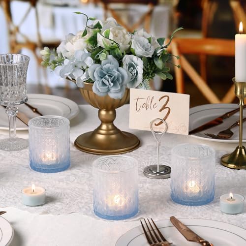 6 Pcs Blue Gradient Votive Candle Holders Glass Tea Light Candles Holder - Image 4