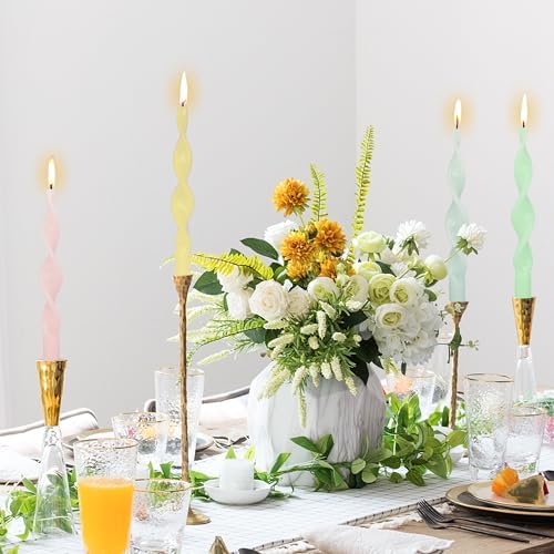 10 Inches Spiral Taper Candles Colorful Twisted Candle Dripless Long Candles, Handmade Candlesticks for Wedding Dinner Decor, Set of 4(Pastel Candy Colored) - Image 4