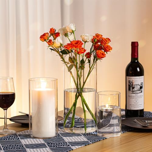 PHOSPHOR Hurricand Candle Holder 18 PCS, Glass Pillar Candle Holder, Clear Glass Cylinder Candleholder Glass Cylinder Vase for Centerpieces Wedding Party Decoration - Image 5