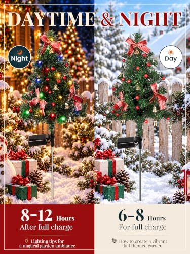 GIGALUMI Solar Christmas Tree Lights, Outdoor Decor Multicolored 4 Pack - Image 4