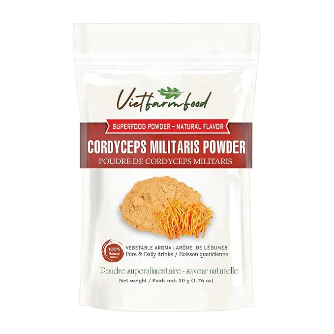 CORDYCEPS MILITARIS POWDER 2.47 oz (50g) VIETFARMFOOD: Pure freeze-dried vegetable powder, made from real vegetables with no added sugar. Perfect for daily nutrition to keep your body full of vitality