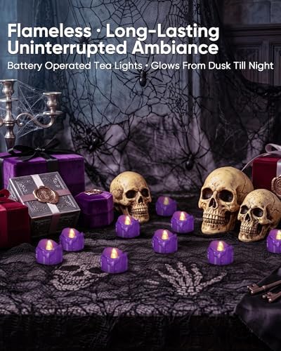 Homemory 12-Pack Purple Remote Flameless Battery Tea Light Candles, 400+Hrs - Image 6