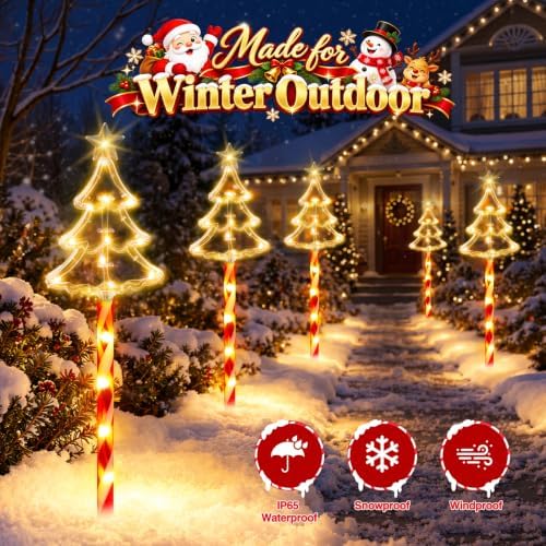 KOOPER 10 Pack Solar Christmas Tree Candy Stake Lights, 10 Modes Xmas Decor - Image 4