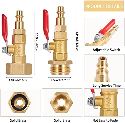 Winterize Blowout Adapter,1/4 Inch Male Quick Connecting Plug and 3/4 Inch GHT Hose Thread.with Ball Valve and Teflon Tape for Blow Out Water to Winterize Sprinkler Systems (Couple) - Image 2