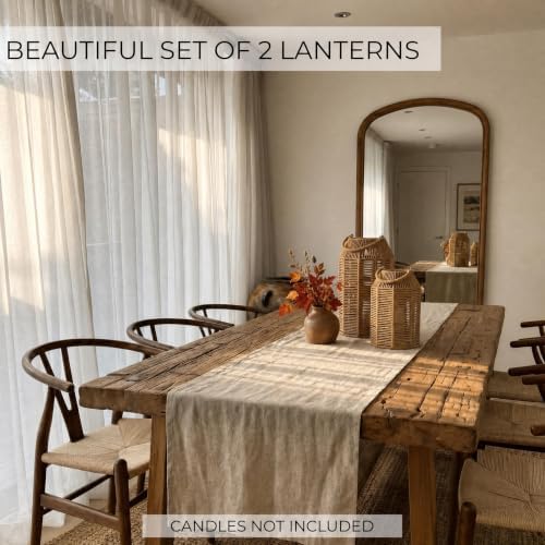 Natural Jute Boho Lanterns - Handcrafted Farmhouse Coffee Table Decor - Image 3