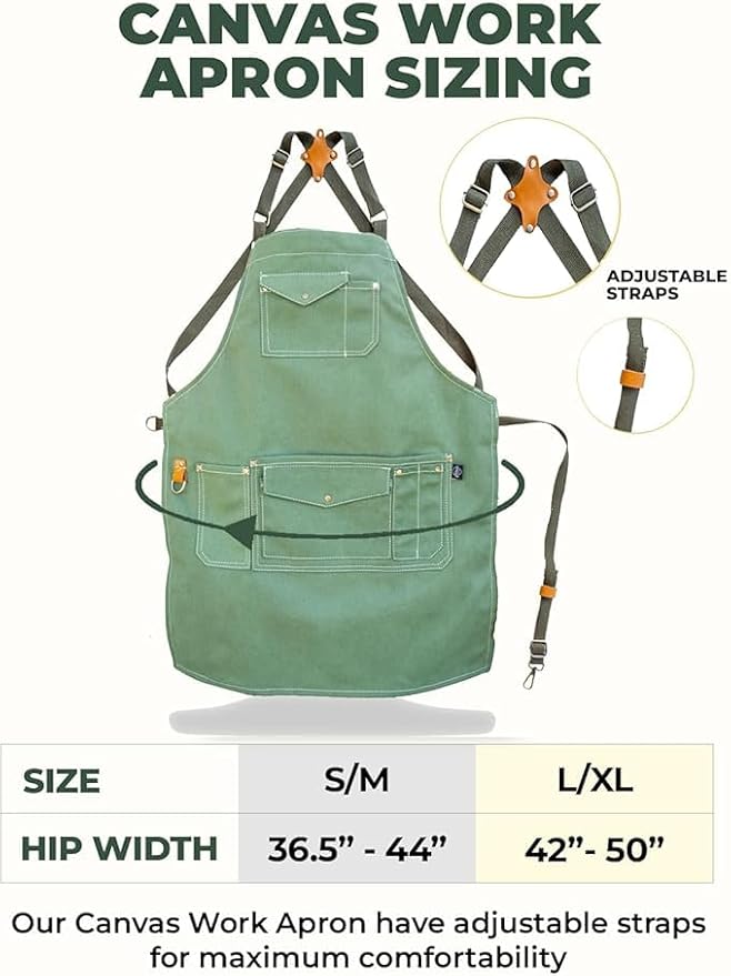 FARMER'S DEFENSE Canvas Gardening Apron with Durable Pockets - Unisex Heavy Duty Apron/Adjustable Straps - Garden, Paint