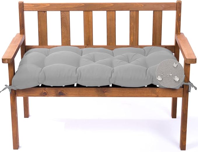 Outdoor Bench Cushion, Waterproof Swing Cushion Bench Seat Cushion, Swing Chair Replacement Seat Pads Cushion Pillow for Lounger Garden Furniture Patio Metal Wooden Bench (Light Grey, 39.37x20in)
