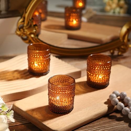 12 Pack Votive Candle Holders, Amber Vintage Candles Holders for Christmas - Image 6