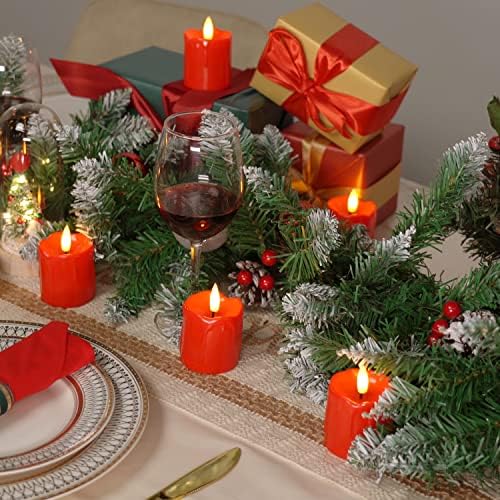 Homemory 2"x 2" Red 6 Hour Timer Flameless Votive Candles, 6 Pack - Image 2